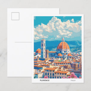 Blue Sky in Florence Italy Vintage Travel  Postcard