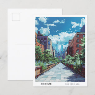 Blue Sky in High Park New York USA Vintage Travel  Postcard