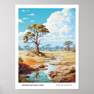 Blue Sky in Kruger National Park Vintage Travel Poster