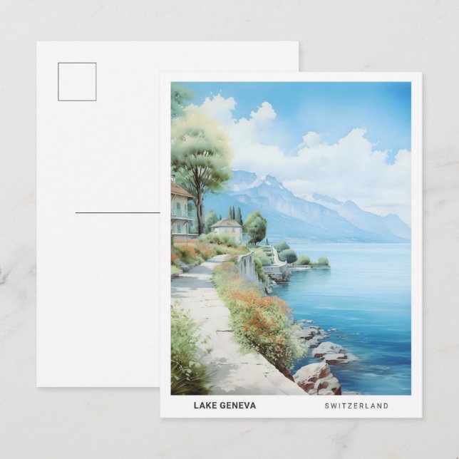 Blue Sky in Lake Geneva Switzerland Travel  Postcard (Front/Back)