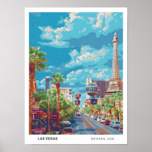 Blue Sky in Las Vegas Nevada USA Vintage Travel  Poster