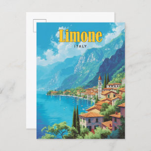 Blue Sky in Limone Italy Vintage Travel  Postcard