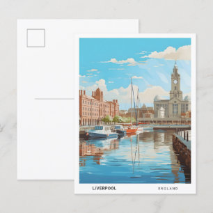 Blue Sky in Liverpool England Vintage Travel Postcard