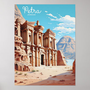 Blue Sky in Petra Jordan Vintage Travel  Poster