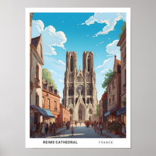 Blue Sky in Rheims Cathedral France Travel Poster