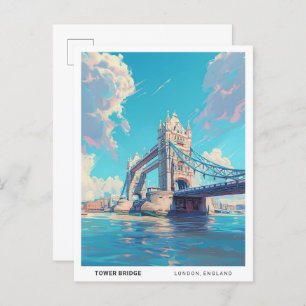 Blue Sky in Tower Bridge London England Travel  Postcard