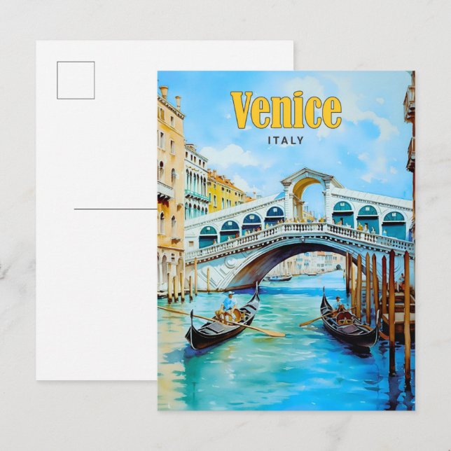 Blue Sky in Venice Italy Vintage Travel  Postcard (Front/Back)