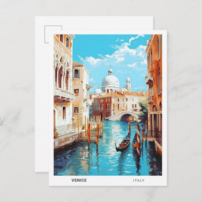 Blue Sky in Venice Italy Vintage Travel  Postcard (Front/Back)