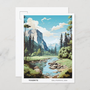 Blue Sky in Yosemite California Vintage Travel Postcard