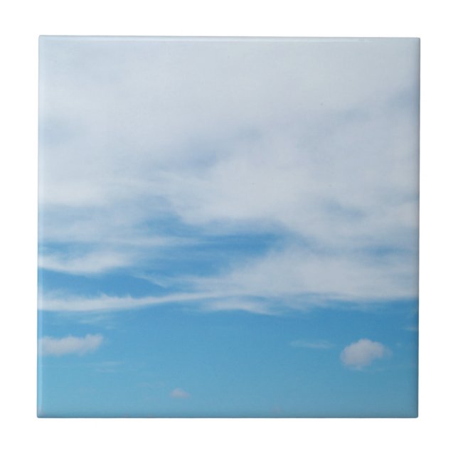 Blue Sky Lovely Summer Day White Clouds Tile (Front)
