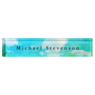 Blue Sky Modern Design Unique Personal Nameplate