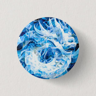 Blue Sky Mosaic Dragon 3 Cm Round Badge