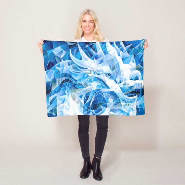 Blue Sky Mosaic Dragon  Fleece Blanket (In Situ)