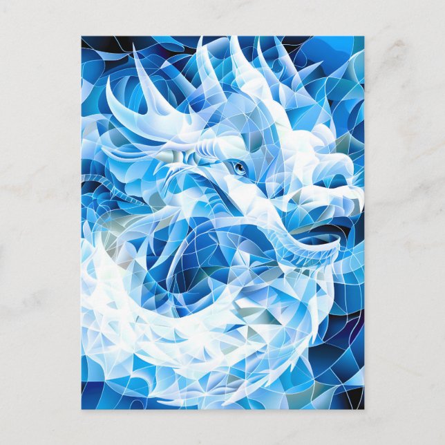Blue Sky Mosaic Dragon  Holiday Postcard (Front)