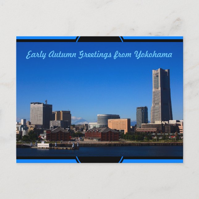 Blue Sky Mt Fuji Yokohama City Japan Buildings Postcard (Front)