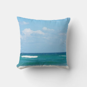 Blue Sky Ocean Waves Crashing At Delray Shore Cushion
