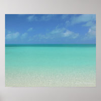 "BLUE SKY OVER CLEAR BLUE GREEN CARIBBEAN WATER"