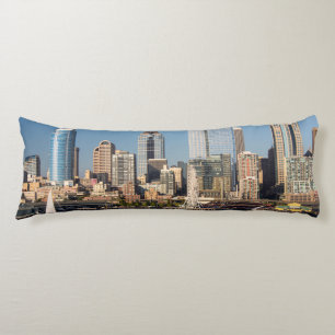 Blue sky over the Elliott Bay waterfront Body Cushion