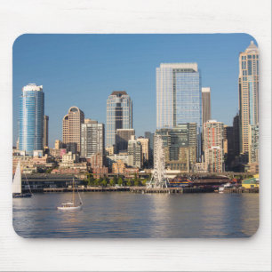 Blue sky over the Elliott Bay waterfront Mouse Pad