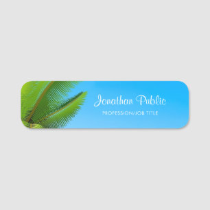 Blue Sky Palms Calligraphy Script Name Template Tag