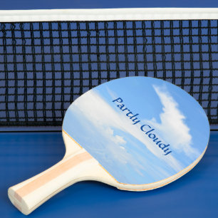 Blue Sky Partly Cloudy with a Twist Ping Pong Paddle