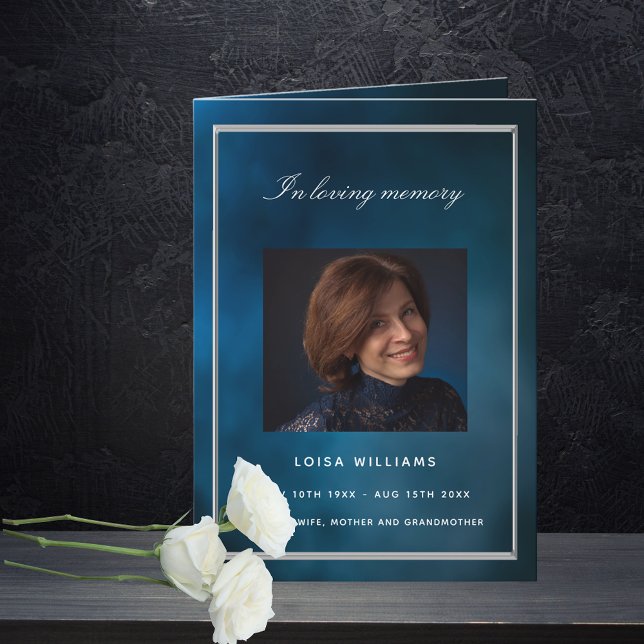 Blue sky photo funeral program card (Creator Uploaded)