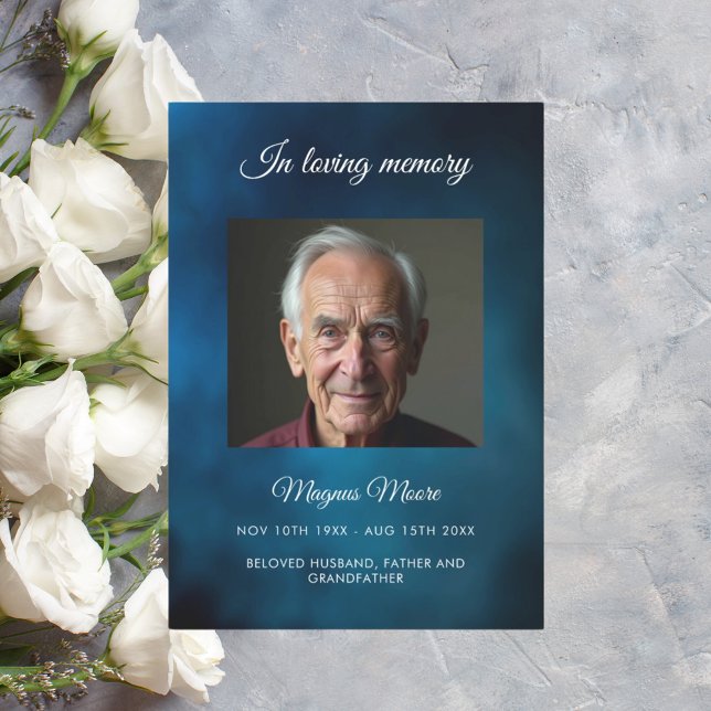 Blue sky photo funeral program card (Creator Uploaded)