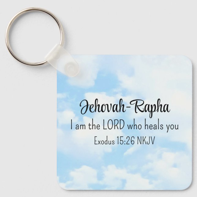 Blue Sky Photo I am the Lord Who Heals Bible Verse Key Ring (Front)