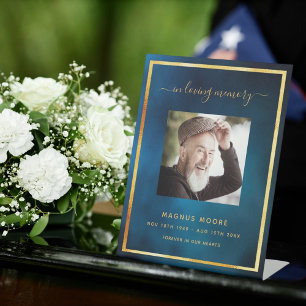 Blue sky photo memorial funeral pedestal sign