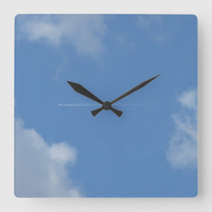 blue sky plane clock