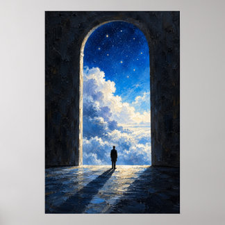 Blue Sky Portal Surreal Art Poster