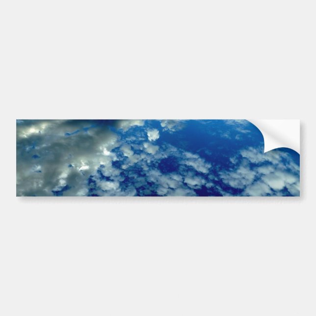 BLUE SKY PUFFY CLOUDS SPACE PHOTOGRAPHY WALLPAPERS BUMPER STICKER (Front)