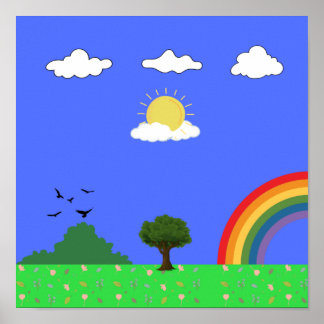 Blue sky rainbow poster