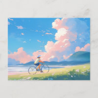 Blue sky riding a bicycle anime