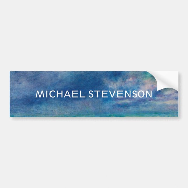 Blue Sky Sea Abstract Unique Chic Modern Minimal Bumper Sticker (Front)