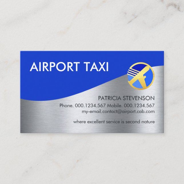 Blue Sky Silver Runway Liftoff Business Card (Front)