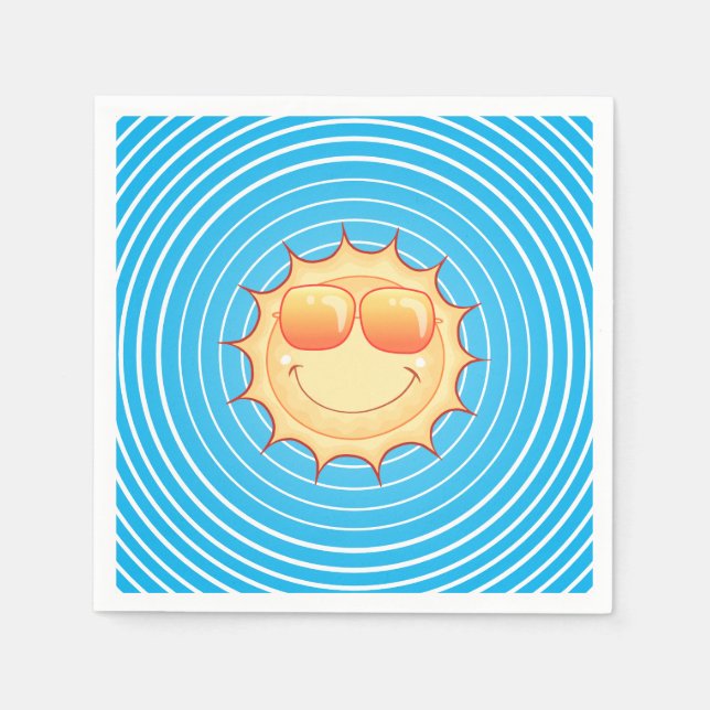 Blue Sky Smiling Sun Napkin (Front)