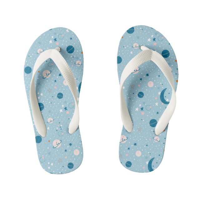 Blue Sky & Space Pattern Kid's Jandals (Footbed)