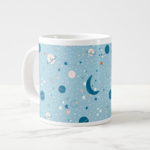 Blue Sky & Space Pattern Large Coffee Mug