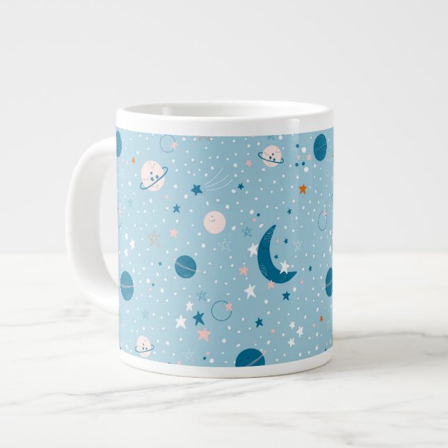 Blue Sky & Space Pattern Large Coffee Mug (Front Left)