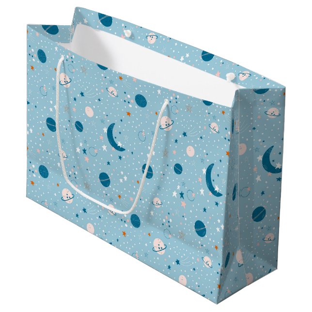 Blue Sky & Space Pattern Large Gift Bag (Front Angled)