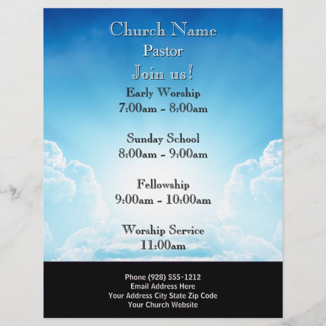 Blue Sky Stairs Church Flyer, Join Us Services Flyer (Front)