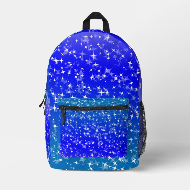 Blue sky stars printed backpack (Front)