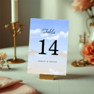 Blue Sky Summer Beach Wedding Table Number