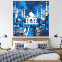 Blue sky  Taj Mahal AI art 