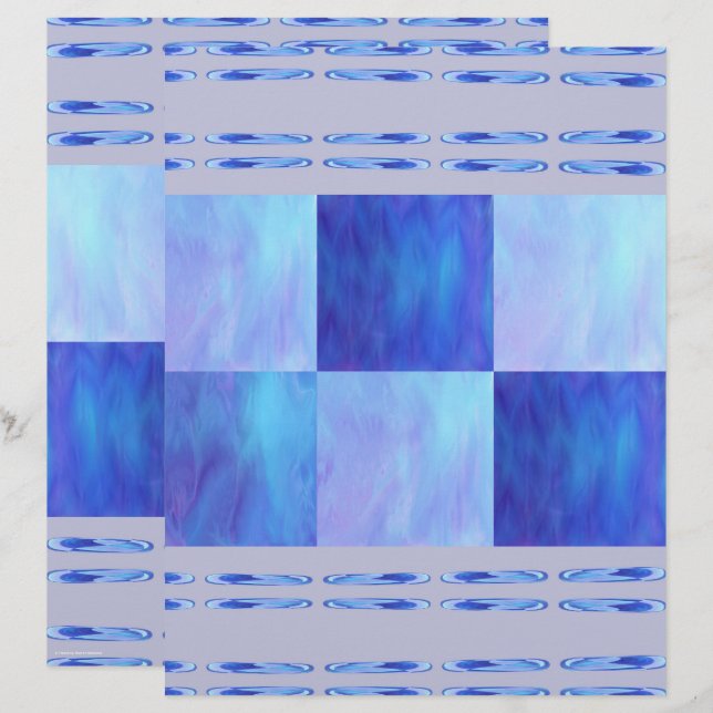 Blue Sky Tiles Scrapbook Paper 2-Sided Page (Front/Back)