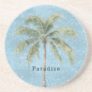 Blue Sky Tropical Palm Tree Sparkle Coaster