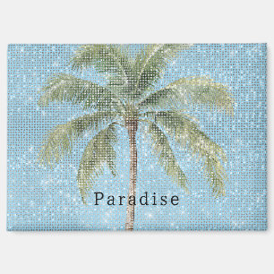 Blue Sky Tropical Palm Tree Sparkle Magnet