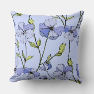 Blue sky vintage look flower pattern elegant decor cushion