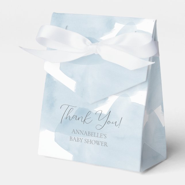 Blue Sky Watercolor Boy Baby Shower Favour Box (Front Side)